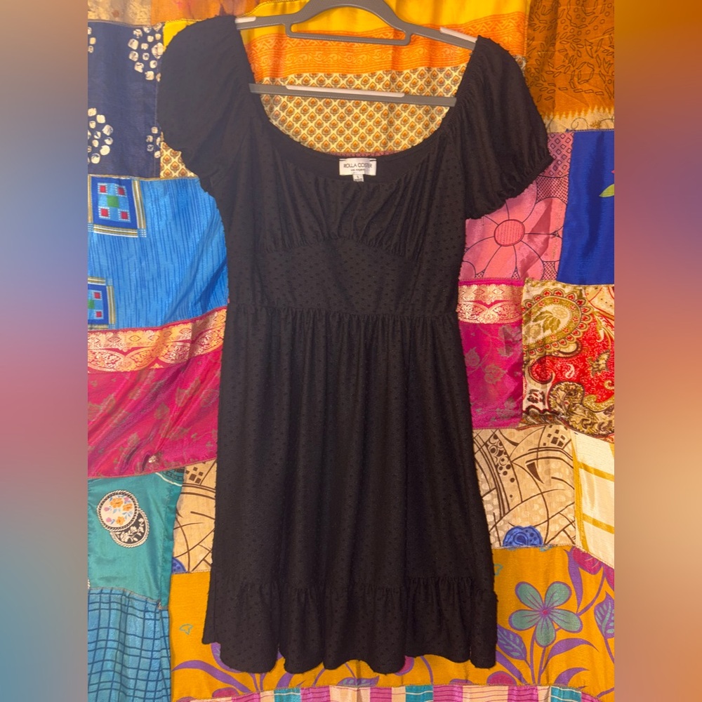 Black mini off the shoulder dress